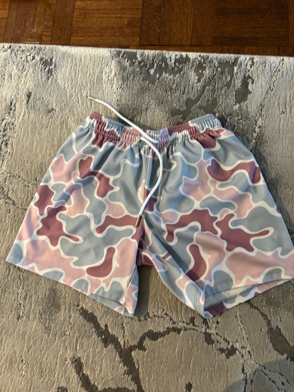 Kids' Pink & Gray Camo Athletic Shorts